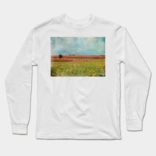 Flowers and Fields With Blue Skies Above Long Sleeve T-Shirt